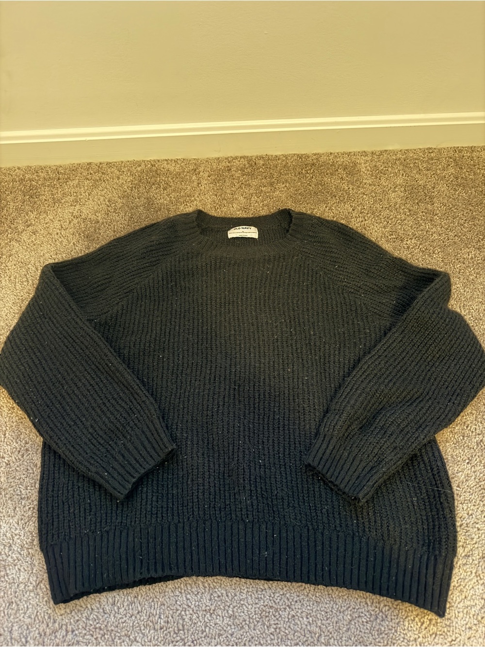 Old Navy Black Ribbed Crewneck Sweater